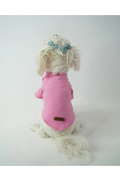 PATİLİNKA Kedi - Köpek Polo Yaka Tişört Pembe