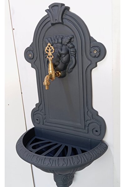 USKUL DOKUM Aslan Model Antrasit Döküm Bahçe Çeşme