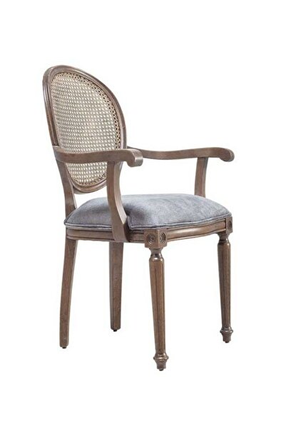 Gazzini Furniture Madalyon Kolçaklı Hazeranlı Ahşap Klasik Sandalye