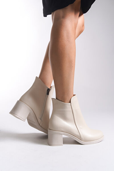 Riccon Zairlyrth Kadın Topuklu Bot 0012503 Bej Cilt