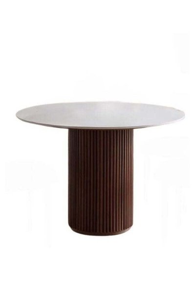 Gazzini Furniture Vintage Yuvarlak Ahşap Bohem Masa 110x110