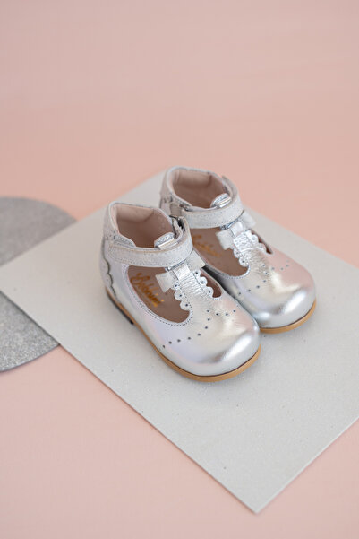 Bebbini Heidi-Orthopedic Silver Color First Step Girls' Shoes