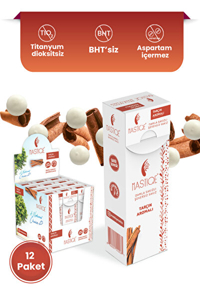 Mastiqe Doğal Tarçın Aromalı Damla Sakızlı Şekersiz Sakız 20 Grx12 Adet