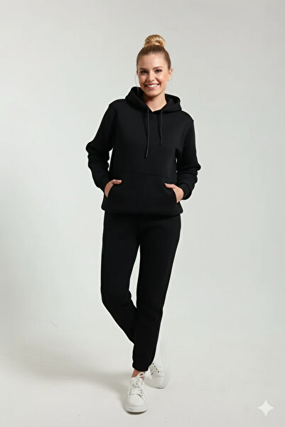 OXVİN Γυναικείο σετ αθλητικών φούτερ με τρεις κλωστές, τσέπες καγκουρό, κουκούλα και μαλακό βαμβακερό εσωτερικό μέρος