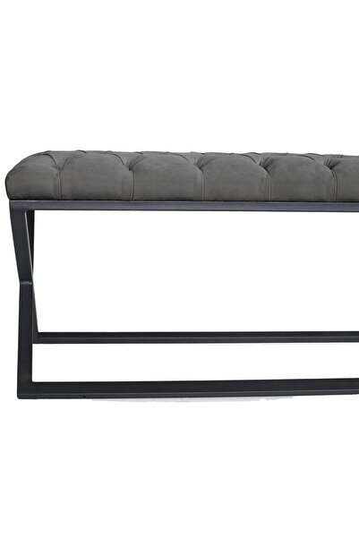 Gazzini Furniture Varcera Siyah Çapraz Metal Ayaklı Bench Puf