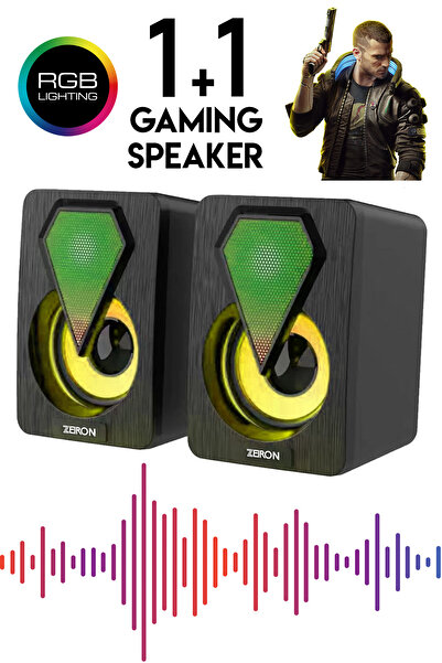 Zeiron ZN-100U Sound 2.0 Multimedia 3W*2 Siyah USB RGB Işıklı Gaming Speaker Hoparlör
