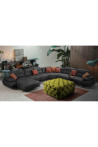 Gazzini Furniture Hardal Kare Chester Model Kapitoneli Orta Puf