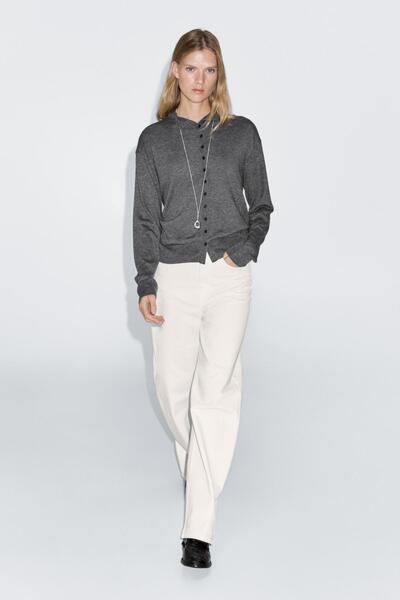 Massimo Dutti Dik yaka triko hırka