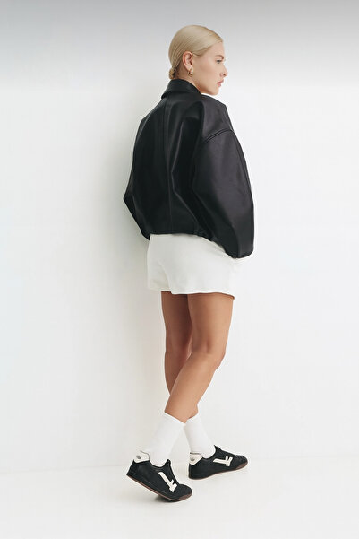 çerme Oversize P&B Black Women's Leather Jacket