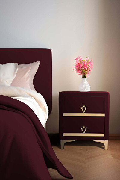 Gazzini Furniture Doppia Linea Gold Komodin, İki Çekmeceli