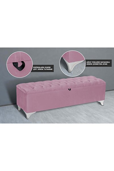 Gazzini Furniture Vetra Chester Model Pembe Sandıklı Puf - Kapitoneli Model 1...