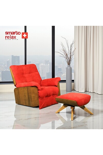 Smarto relax Ürün Adı: Smarto MADRIT Otomatik Mekanizmalı Kırmızı Deri TV Bab...
