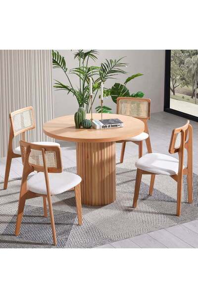 Gazzini Furniture Arya Yuvarlak Ahşap Bohem Masa 120x120