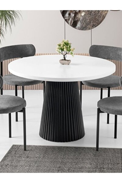 Gazzini Furniture Milas Natural Ahşap Bohem Yemek Masası 120x120