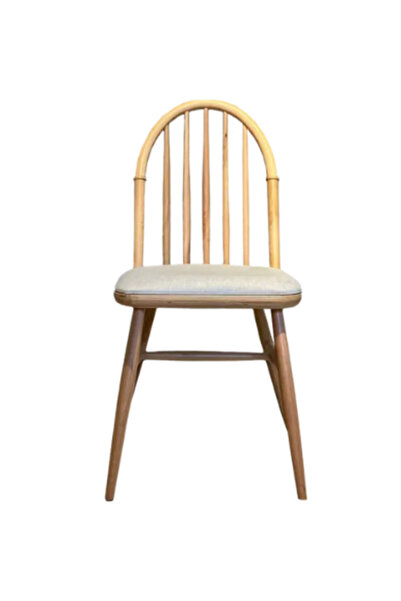 Gazzini Furniture Rustica Döşemeli Classic Natural Ahşap Yemek Sandalyesi