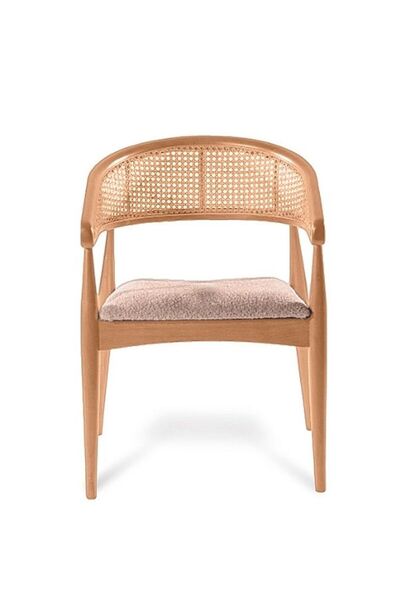 Gazzini Furniture Gazel Hasırlı Krem Teddy Kumaş Hazeran Model Natural Ahşap ...