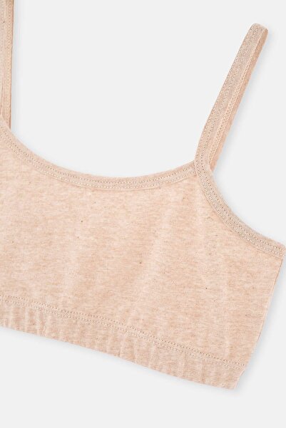 Dagi Μπεζ Μελανζ - Καφέ Μελανζ Βαμβακερό μπουστάκι για κορίτσια 2 τεμαχίων