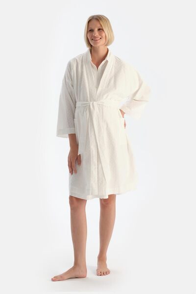Dagi White Muslin Maternity Dressing Gown