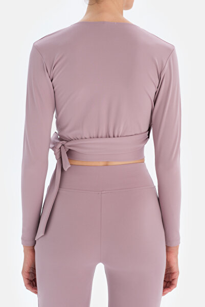 Dagi Λιλά μπλουζάκι γιόγκα με λεπτομέρεια με κορδόνια