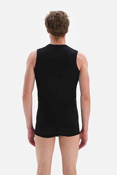 Dagi Black Combed Cotton Crew Neck Sleeveless Men's Undershirt