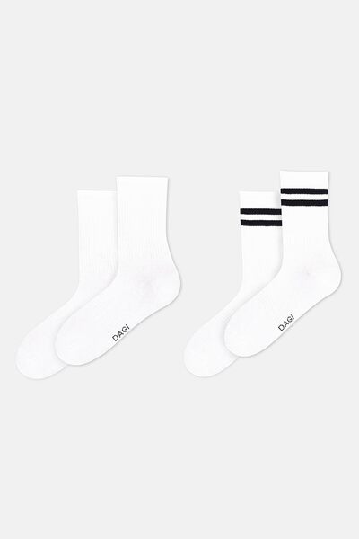 Dagi Бели мъжки спортни чорапи с райета, 2-пакет