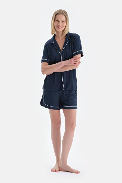 Dagi Σετ πιτζάμες με κοντομάνικο πουκάμισο Indigo Piping
