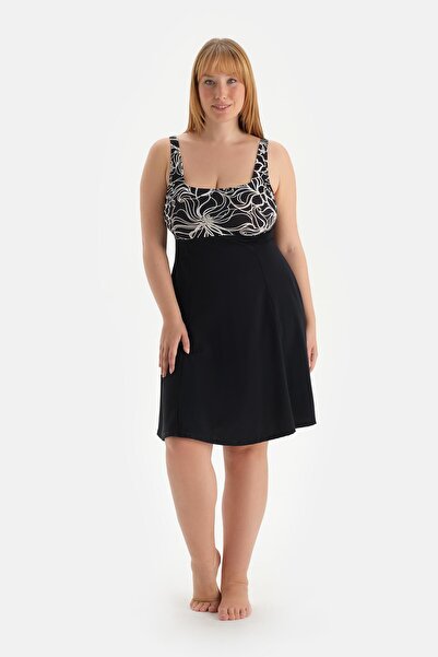 Dagi White-Black Corseted Swimsuit with Recovery Dress