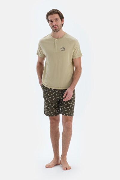 Dagi Set de pijamale, tricou cu mânecă scurtă, verde deschis, cu detaliu imprimat