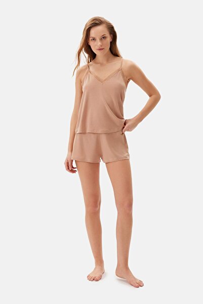 Dagi Light Brown Basic Shorts Pajama Bottoms