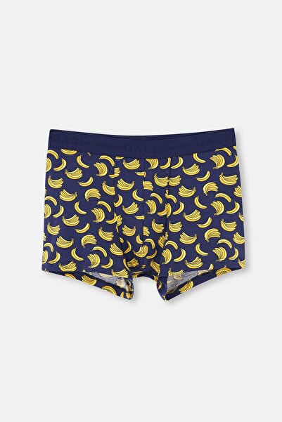 Dagi Boxer din bumbac cu model de banane albastru bleumarin