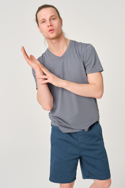 Dagi Tricou pentru bărbați cu decolteu în V antracit