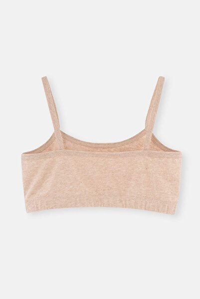 Dagi Μπεζ Μελανζ - Καφέ Μελανζ Βαμβακερό μπουστάκι για κορίτσια 2 τεμαχίων