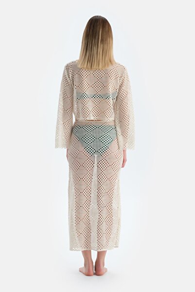 Dagi Ecru Mesh Long Sleeve Top