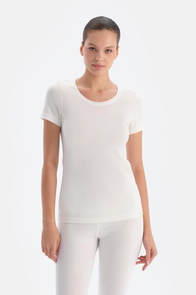 Dagi Ecru Women's Thermal Short Sleeve Top