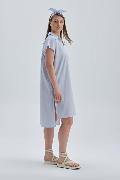 Dagi Mavi Gömlek Yaka Pamuklu Gömlek Pareo