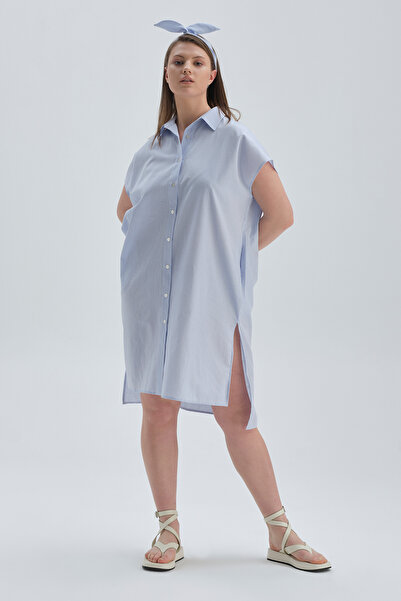Dagi Mavi Gömlek Yaka Pamuklu Gömlek Pareo