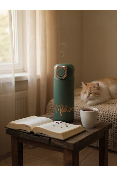 Need Shotay Cat Desıng Çelik Termos Matara 400 Ml - Yeşil - Code : Xs0103