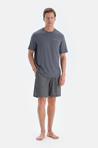 Dagi Σετ πιτζάμες με κοντομάνικο μπλουζάκι με λεπτομέρεια εκτύπωσης Indigo