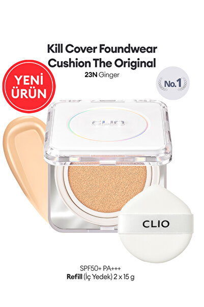 CLIO Mat Bitişli Kill Cover Founwear Cushion The Original + Refill (23N Ginger) SPF50+ PA+++