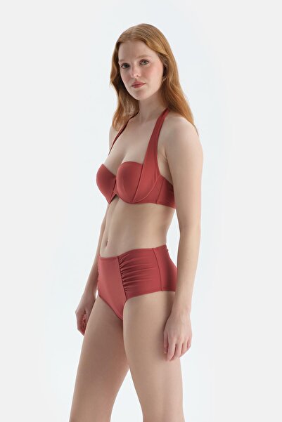 Dagi Tile Side Draped High Waist Bottom