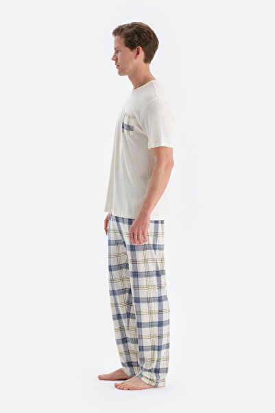 Dagi Light Yellow Pocket Detail Short Sleeve T-Shirt Pants Pajama Set