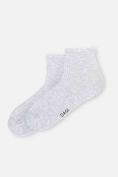 Dagi Șosete pentru bărbați, gri Melange, din bumbac, cu textura Rıb