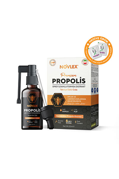 novlex ® Propolis Ekstrakt (Su Bazlı-Alkolsüz) Nane Aromalı Sprey & Damla (54...