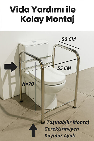 OTOBİR Portatif Taşınabilir Yaşlı Engelli Hamile Tutunma Barı Zemine Montaj Gerektirmez
