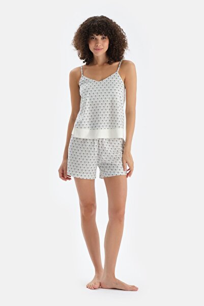 Dagi Ανοιχτό πράσινο σετ πιτζάμες με στάμπα με λαιμόκοψη V