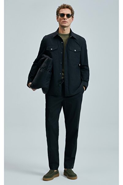 Lufian 111120067 Alex Seasonal Thin Raincoat Shirt Men's Coat Black