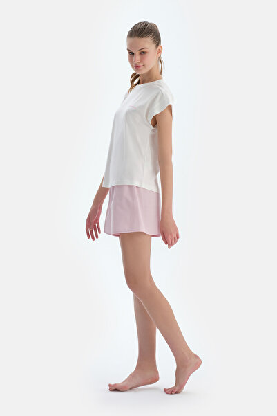 Dagi Ekru Nakış Detaylı Dokuma Şortlu Pijama Takımı