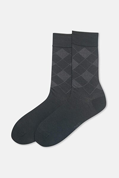 Dagi Black Men's Baklava Pattern Bamboo Socks