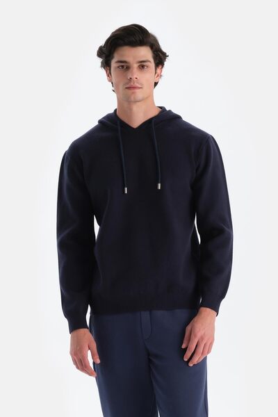 Dagi Чоловічий трикотажний светр з капюшоном, темно-синій