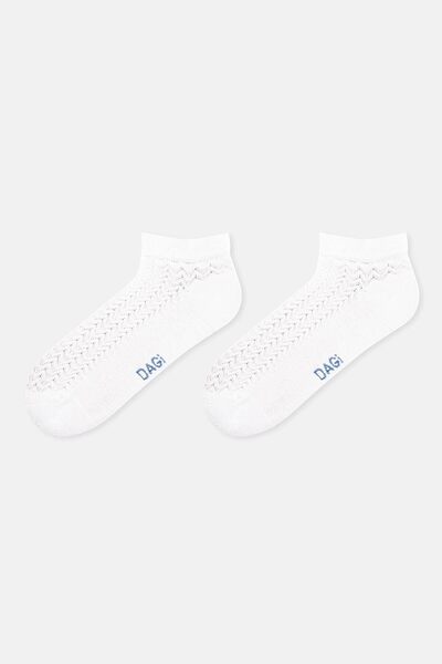 Dagi White-Indigo Women's 2-Piece Zigzag Patterned Bamboo Booties Socks